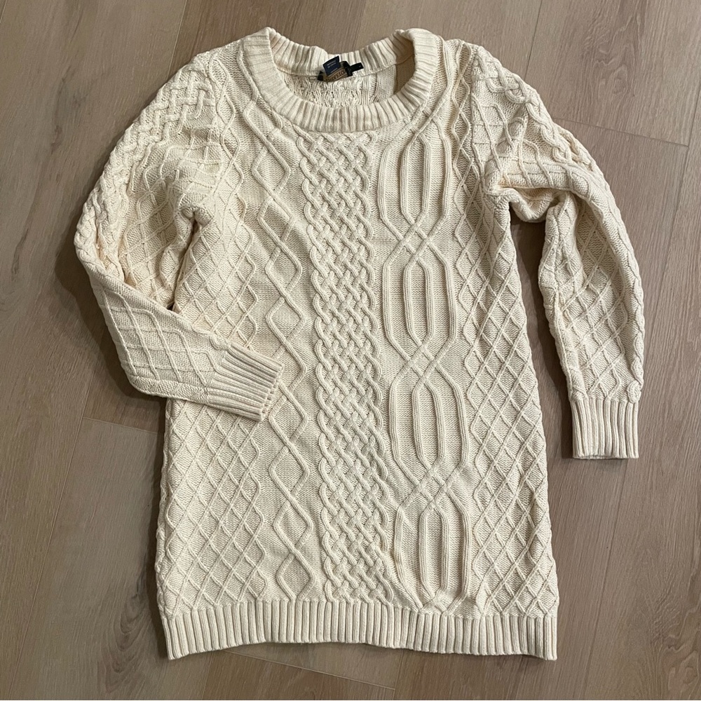 Pendleton | Fisherman’s Cable Knot Sweater Dress Small Cream